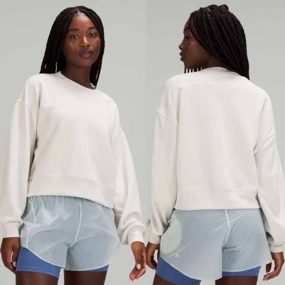 Lululemon Perfectly Oversized Cropped Crew Sweatshirt Softstreme White Opal - Picture 1 of 5